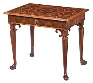 Queen Anne Style Marquetry and Oyster Veneer Side Table