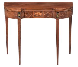 American Federal Inlaid Eglomise Decorated Card Table