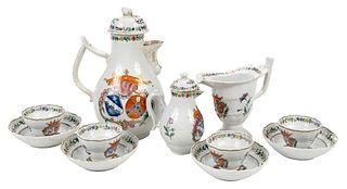 Set of Seven Chinese Export Porcelain Armorial Tableware, Van Altena and Pierson
