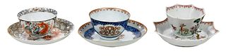 Three Chinese Export Porcelain Teacup and Saucer Sets