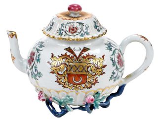 Chinese Export Porcelain Armorial Teapot, Lestevenon