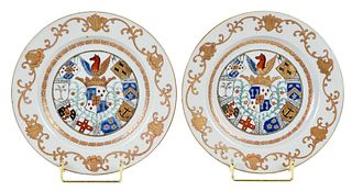 Pair of Chinese Export Porcelain Armorial Plates, van Reverhorst