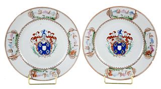 Pair of Chinese Export Porcelain Armorial Plates, Miller