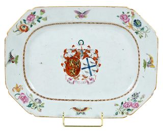 Chinese Export Porcelain Armorial Tray, Ross and Porterfield