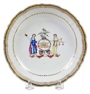 Chinese Export Porcelain Armorial Dish, New York 