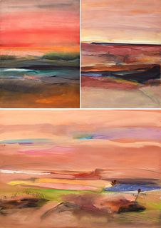 3 Marlene Lenker Landscape Paintings, Works on Paper