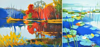 2 Tadashi Asoma Landscape Screenprints, Signed Editions