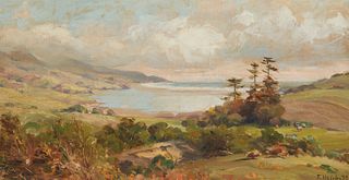 Thaddeus Welch (1844-1919), Morning by the water, 1899, Oil on canvas, 9.5" H x 17.5" W