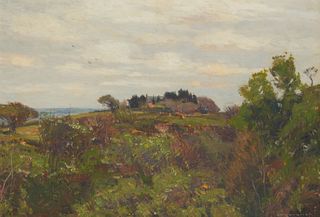 William Wendt (1865-1946), Landscape with a rural house, Oil on canvas, 15" H x 22" W
