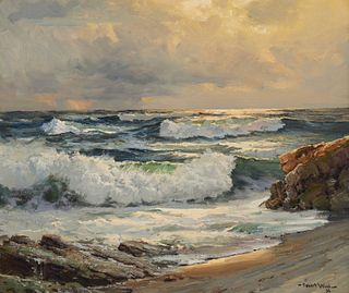 Robert Wood (1889-1979), Atmospheric coastal, Oil on canvas, 1956, 20" H x 24" W
