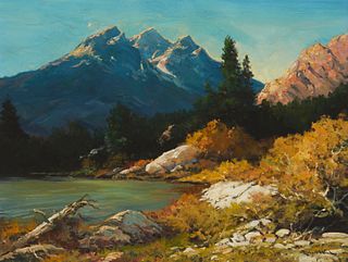 Robert Wood (1889-1979), "Grand Teton National Park," circa 1970, Oil on canvas, 18" H x 24" W