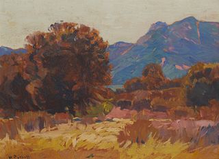 Hanson Duvall Puthuff (1875-1972), "Clear Morning," 1916, Oil on artist board, 12" H x 16" W