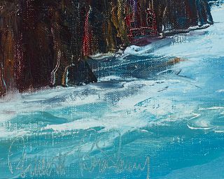 Bennett Bradbury (1914-1991), "Sea Otter Cove," Oil on canvas, 24" H x 36" W