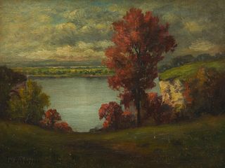 Frederick Oakes Sylvester (1869-1915), "Mississippi River," Oil on canvas laid to board, 9" H x 12" W