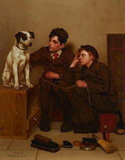 John George Brown (1831-1913), "In the Hands of the Enemy," circa 1901, Oil on canvas laid to waxed canvas, 25" H x 20" W