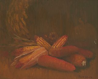 Frank Coburn (1862-1938), "Still Life with Corn," circa 1910-15, Oil on artist board, 16" H x 20" W