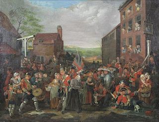 After HOGARTH. Oil on Canvas. "The March of the