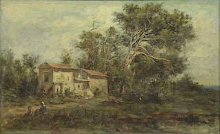 CLAVERIE, Jules J. Oil on Canvas. Pastoral Scene.