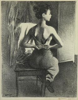 SOYER, Raphael. Lithograph "Young Model" 1940.