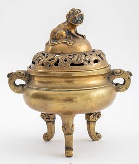 Chinese Tibetan Brass Incense Burner