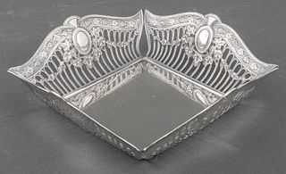 Neoclassical Sterling Silver Tray with Grape Motif