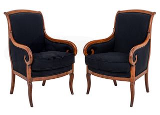 Charles X Upholstered Mahogany Bergere Armchair, 2