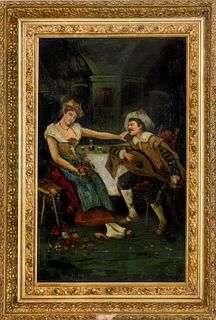 After Andreotti 'Lovers Concerto' Oil Painting