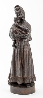 Belle Epoque Patinated Bronze Maternity Sculpture
