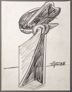 Seymour Lipton Sculpture Study Sketch, 1968