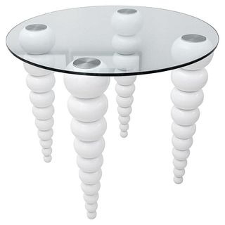 Hollywood Glam White Lacquer Stacked Sphere Table