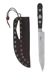 Late-19th C. Crow Sheath & Inlaid Trade Knife