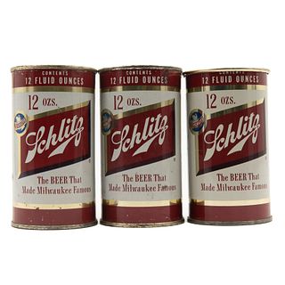 Three Schlitz Beer Flat Top Cans