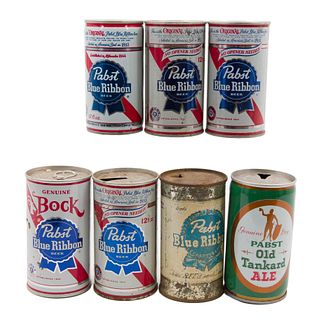 Group of Seven Pabst Beer Cans