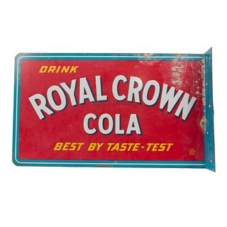 Royal Crown Cola Flanged Double Sided Tin Advertising Sign