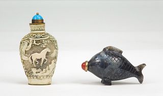 (2) Chinese Carved Snuff Bottles.