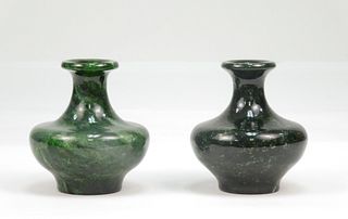 Pair of Carved Hard Stone Miniature Vases.
