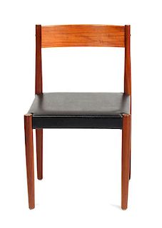 A Frem Rojle Teak Side Chair, Height 30 1/8 x width 18 x depth 18 5/8 inches.