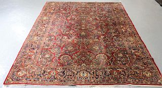 Finely Woven Antique Roomsize Sarouk Carpet.