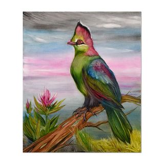 Martin Katon, "African Turaco" Original Oil Painting on Canvas, Hand Signed with Letter Authenticity.