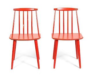 A Pair of Tapio Wirkkula Side Chairs, for Mobler, Height 30 7/8 x width 16 7/8 x depth 17 1/4 inches.