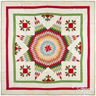 Pennsylvania star patchwork and appliqué quilt