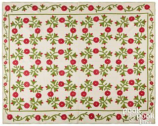 Pennsylvania rose wreath appliqué quilt, 19th c.