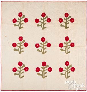 Floral appliqué quilt, late 19th c.