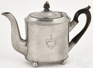 Beverley, Massachusetts pewter teapot, ca. 1830