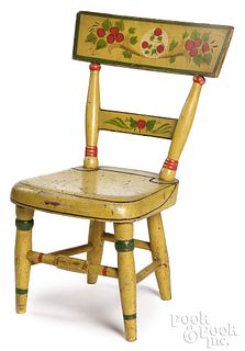 Painted plank seat child's chair, 19th c.