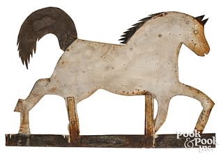 Painted sheet iron horse weathervane, late 19th c.