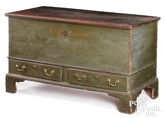 Pennsylvania painted pine blanket chest, ca. 1800
