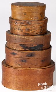 Five graduated bentwood boxes, 19th c.