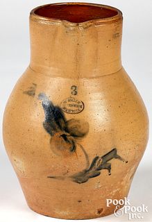 New York three gallon stoneware pitcher, 19th c.