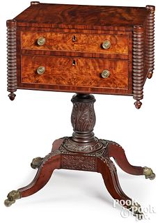 Federal mahogany two-drawer work table, ca. 1820